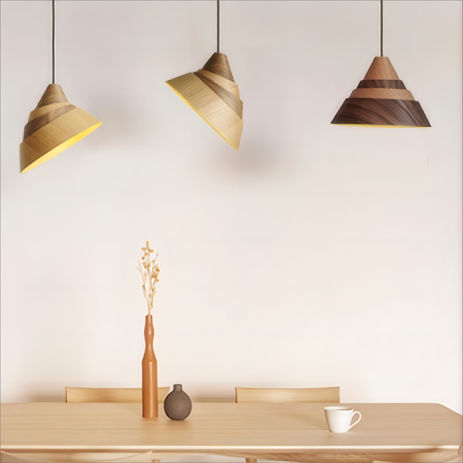 Pyramidal Wood Pendant Light