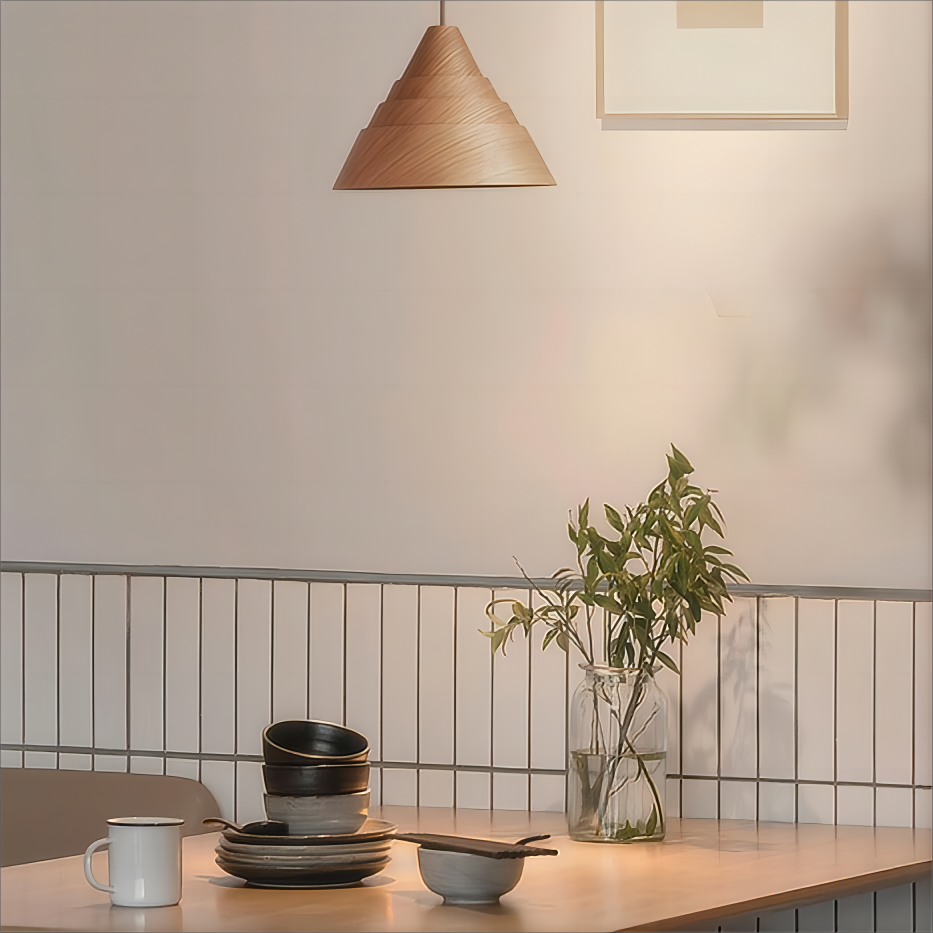Pyramidal Wood Pendant Light