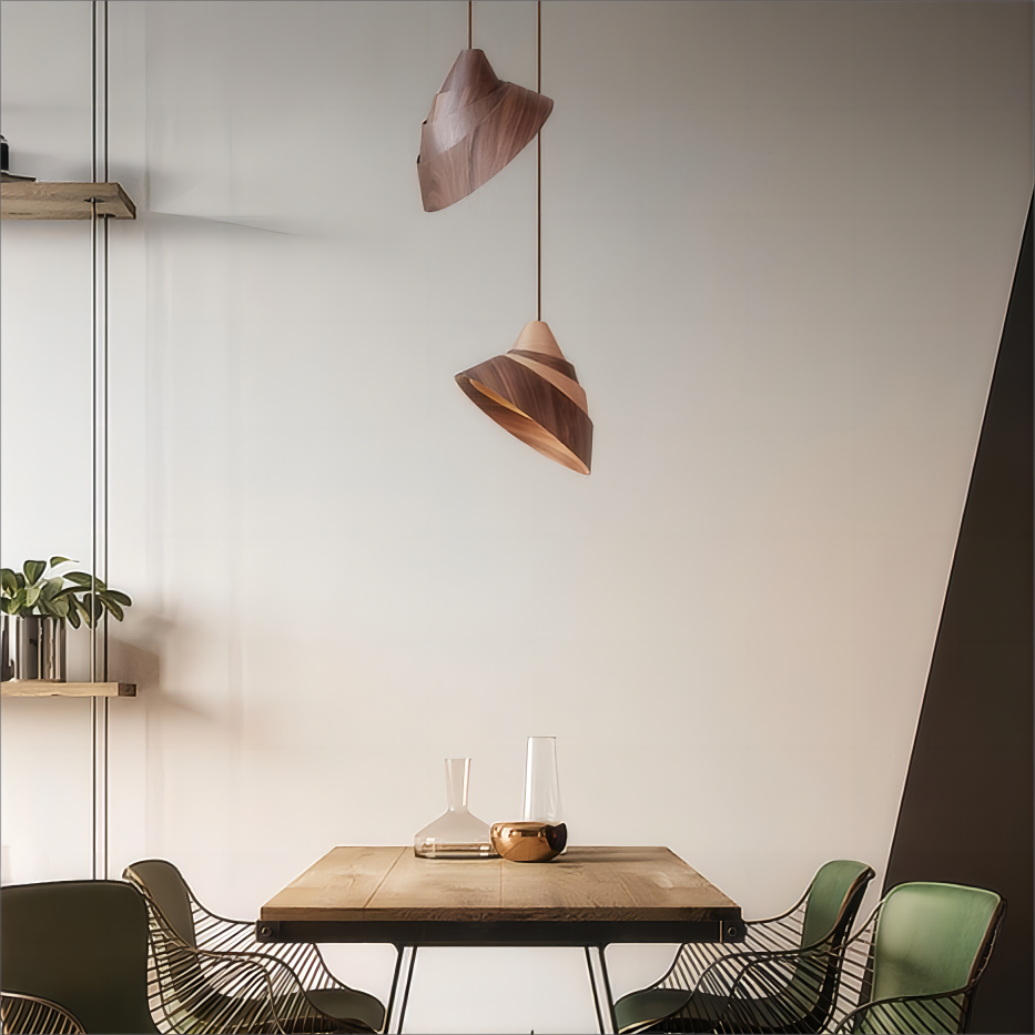 Pyramidal Wood Pendant Light