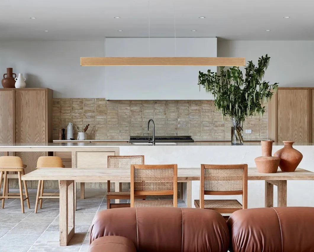 Slender Linear Wood Pendant