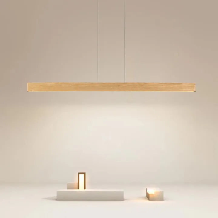 Slender Linear Wood Pendant
