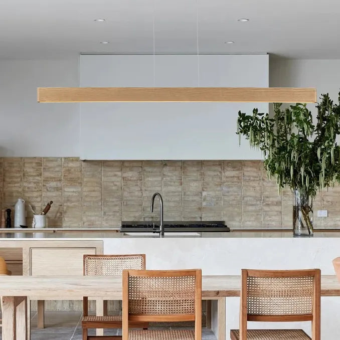 Slender Linear Wood Pendant