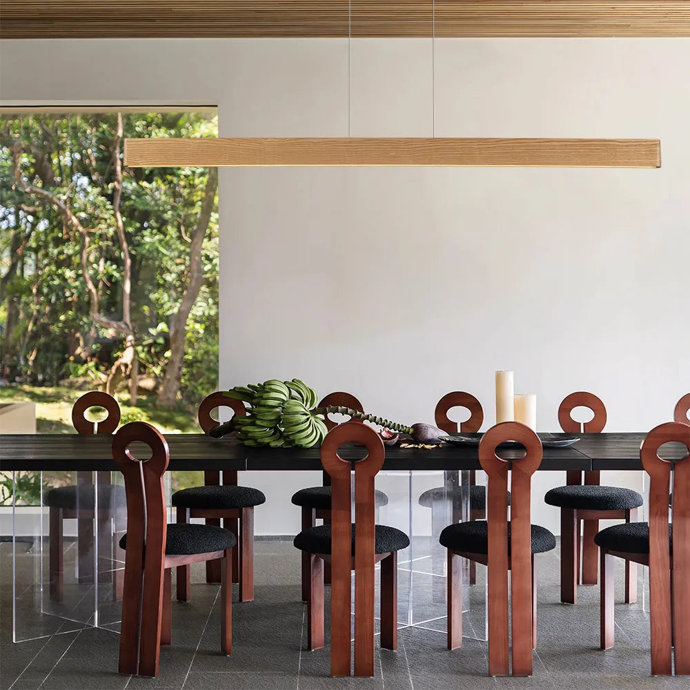 Slender Linear Wood Pendant