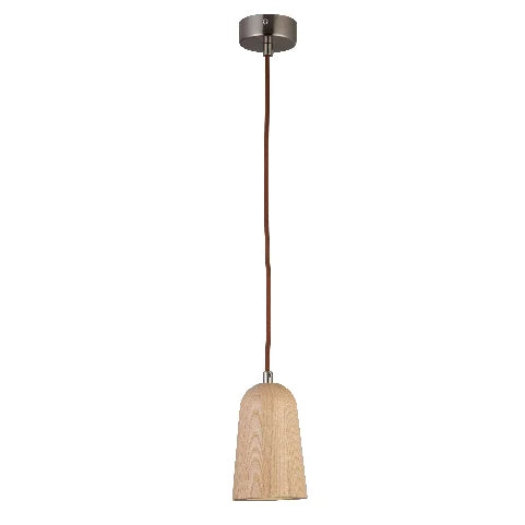 Tall Cylindrical Wood Pendant Light