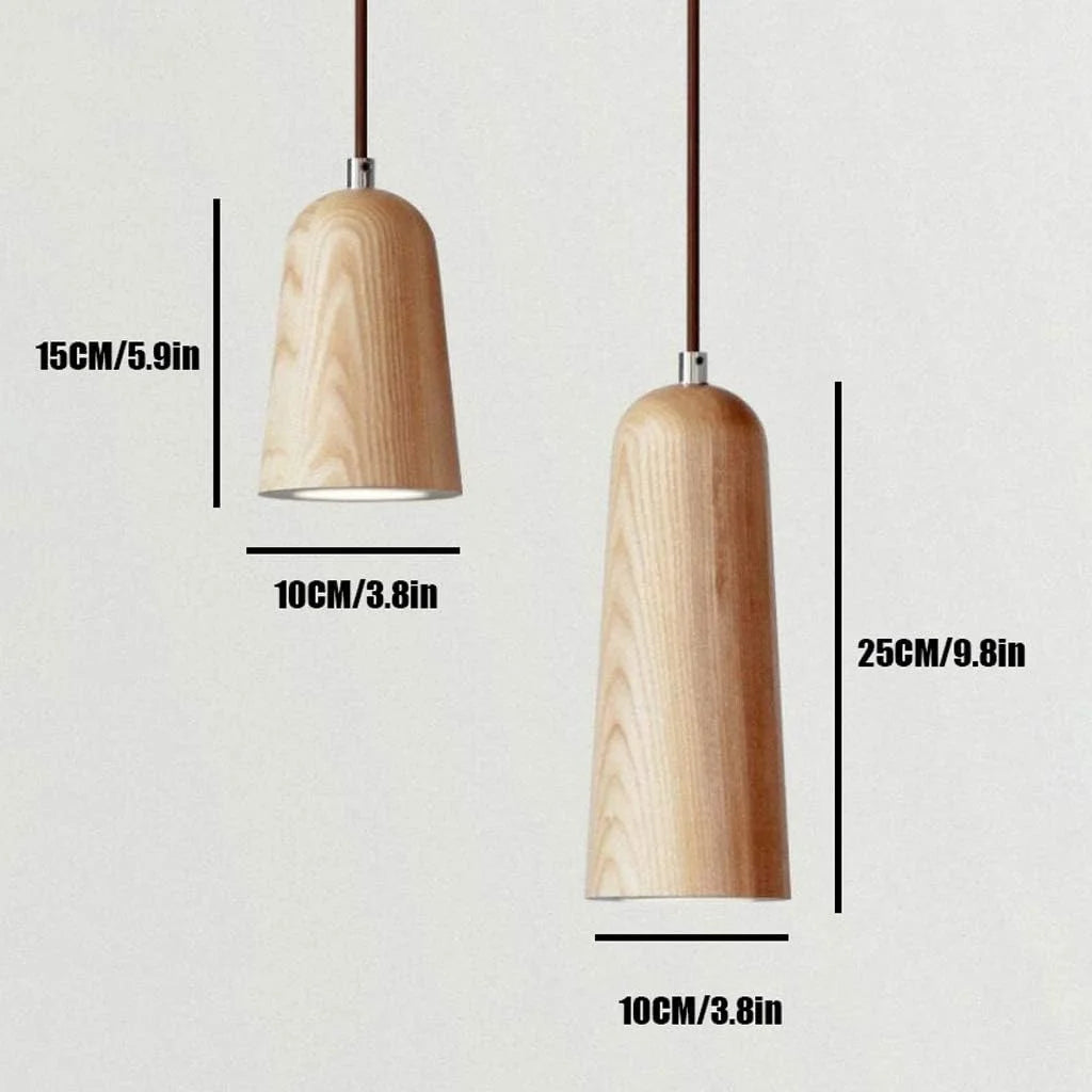 Tall Cylindrical Wood Pendant Light