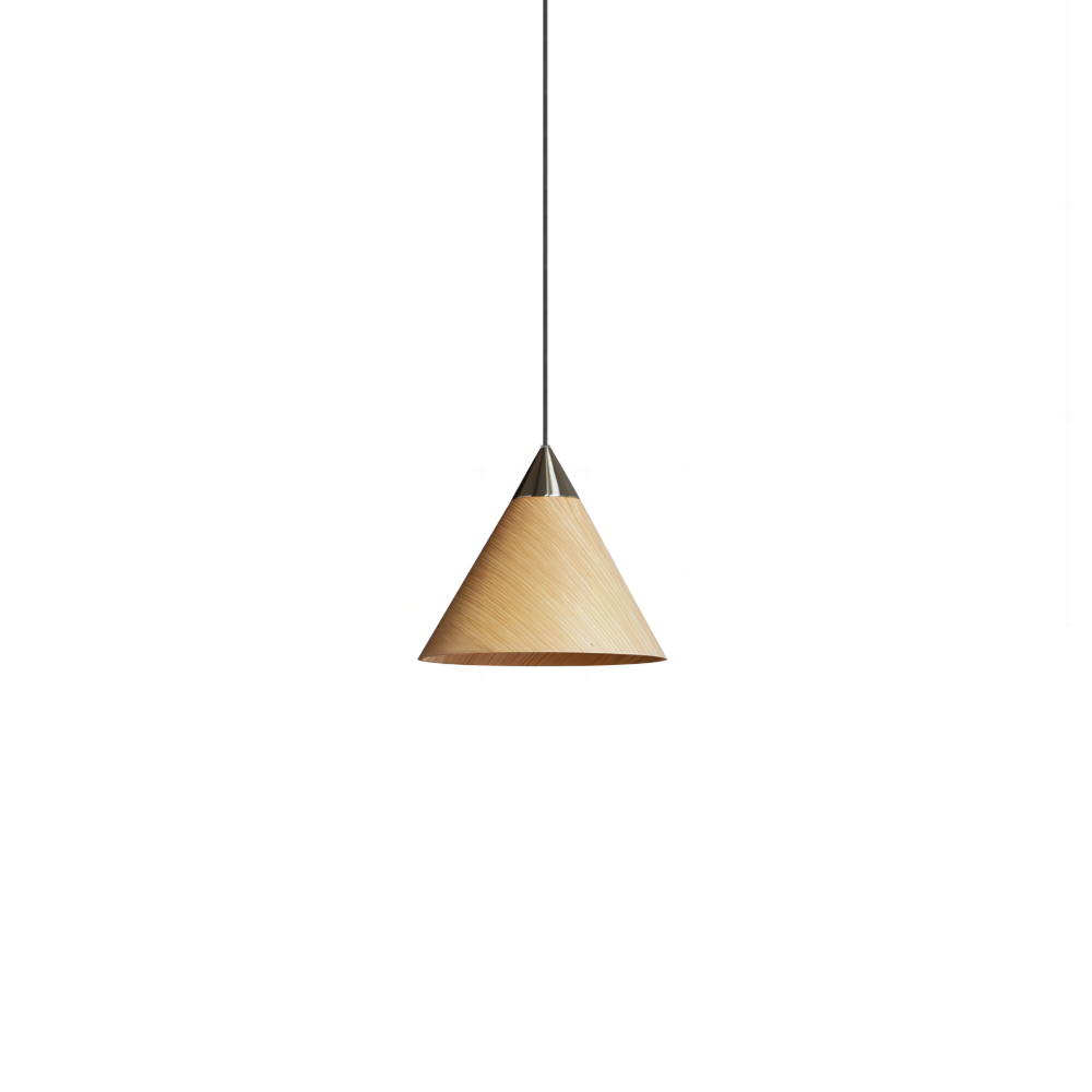 Conical Wood Pendant Light Adjustable Cable