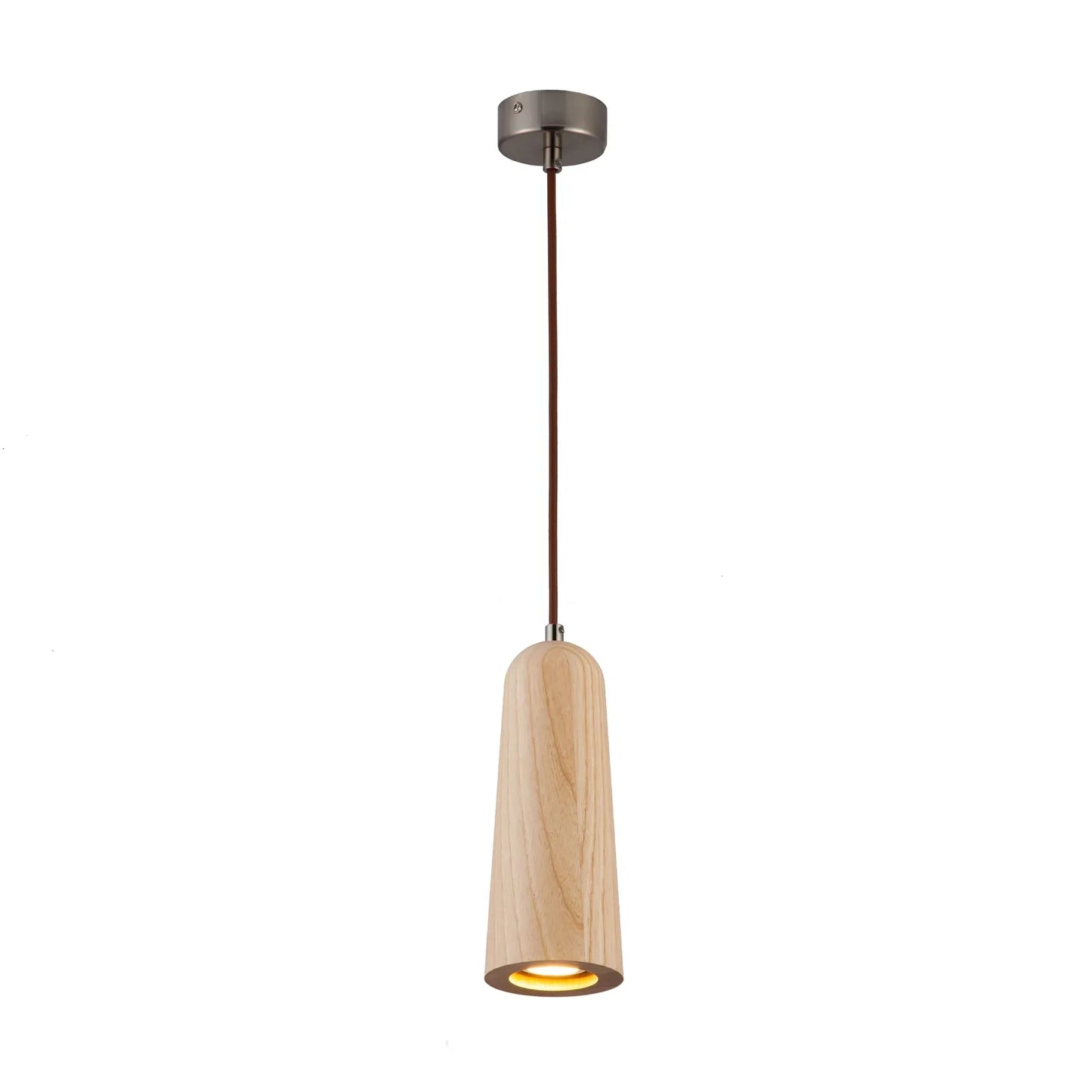 Tall Cylindrical Wood Pendant Light