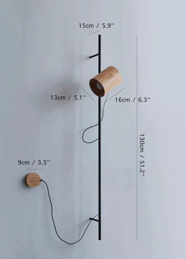 Adjustable Wood Spotlight Wall Light