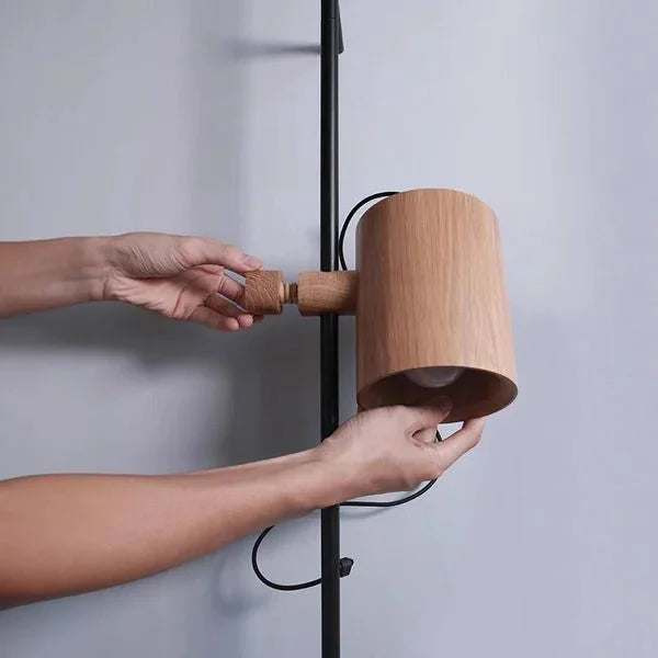 Adjustable Wood Spotlight Wall Light