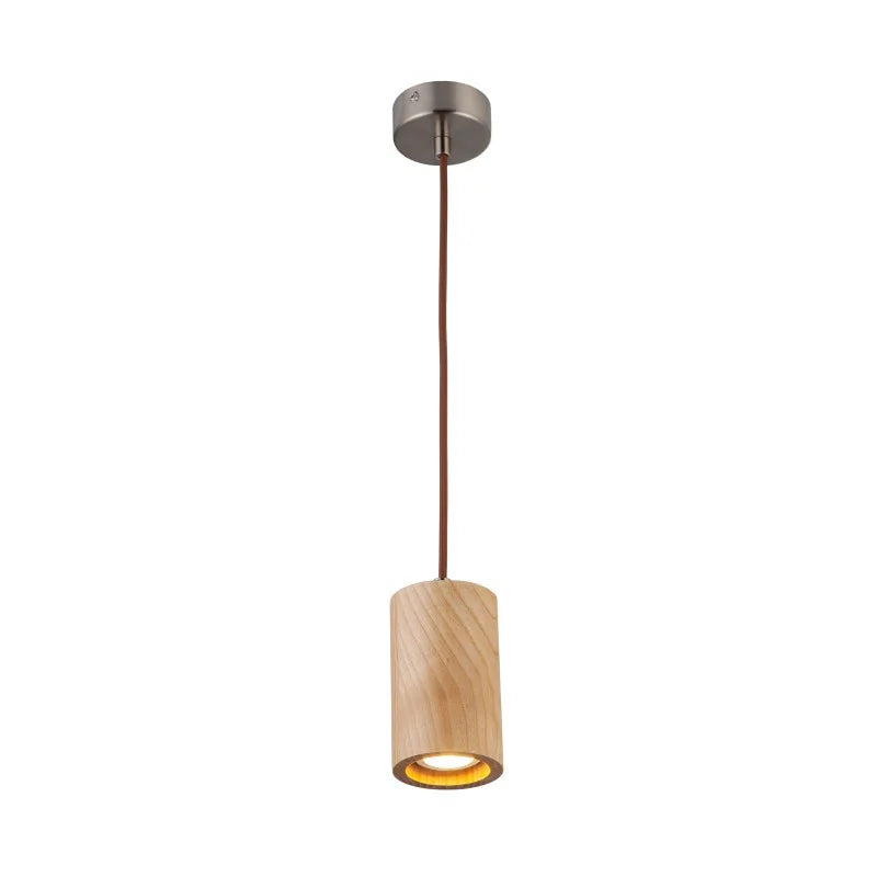 Cylindrical Wood Pendant Light