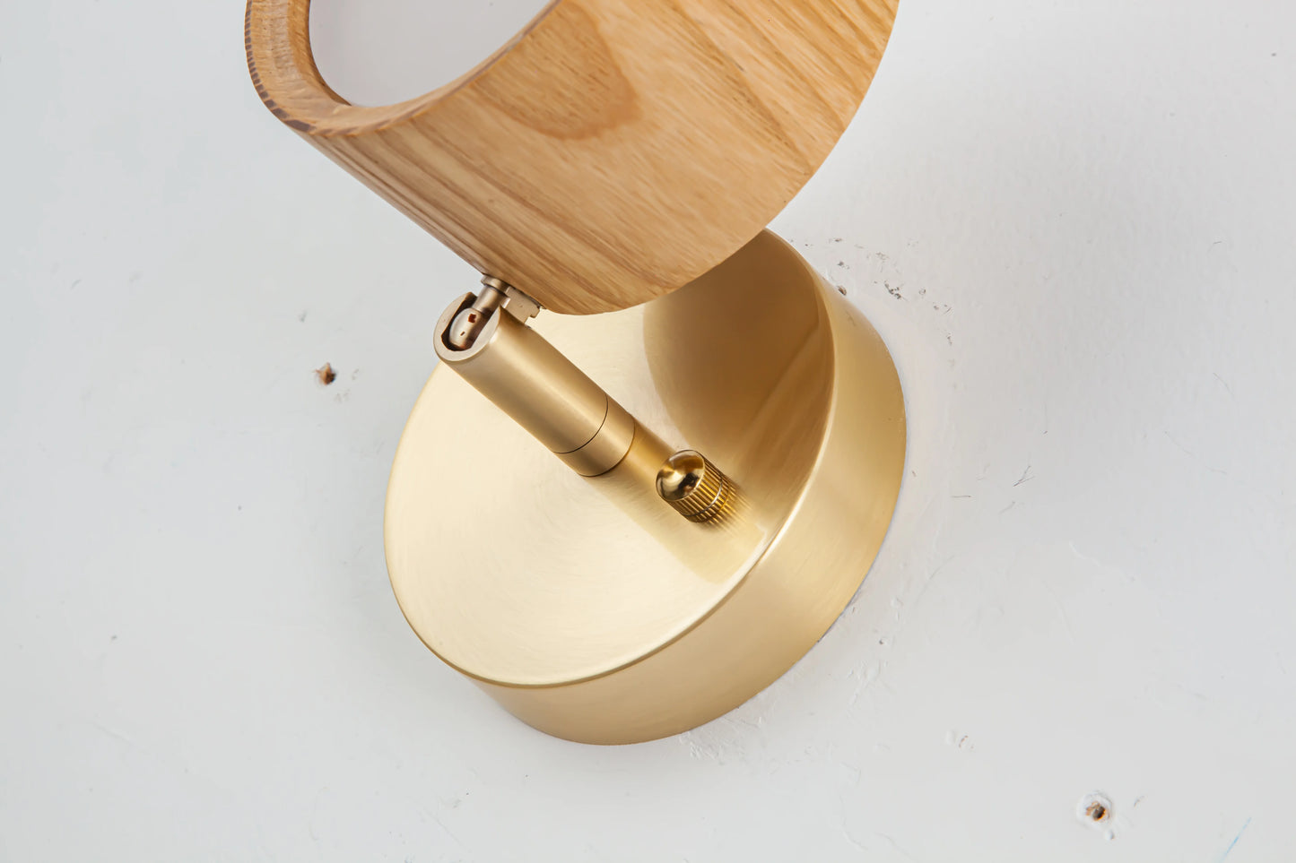 Cylindrical Wood Wall Light with Brass