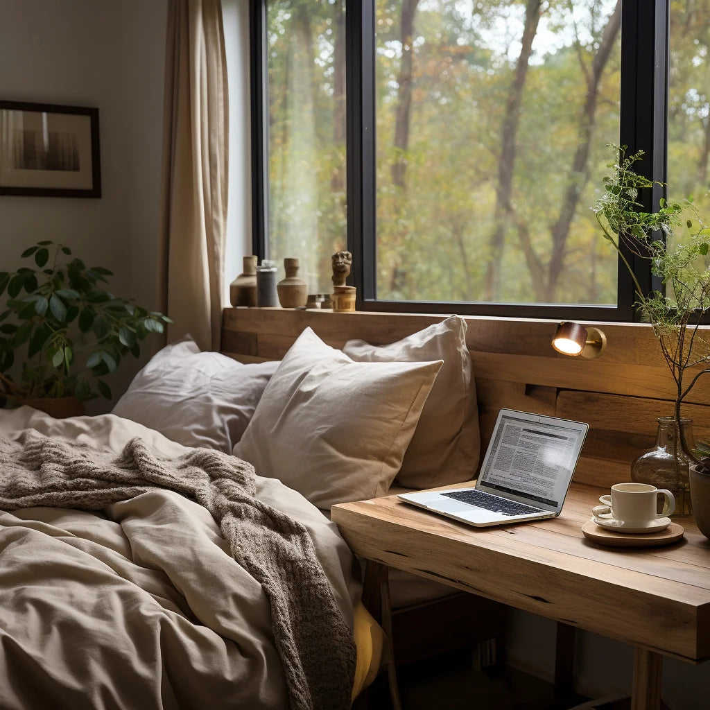 Cylindrical Wood Wall Light with Brass