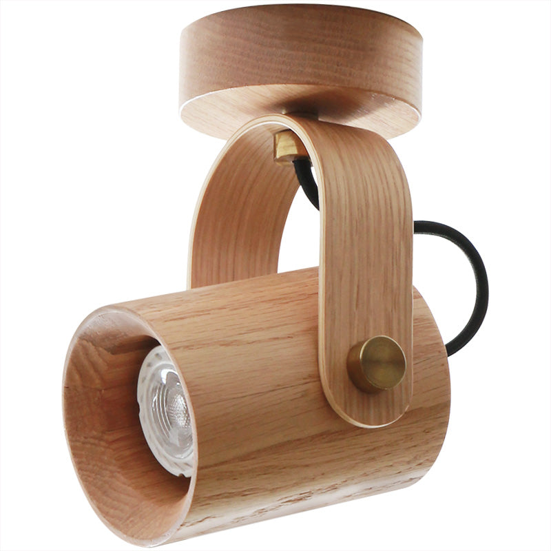 Red Oak Wood Cylinder Spotlight /Wall Light