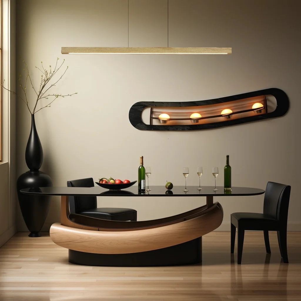 Linear Wood Pendant with Angular Corners