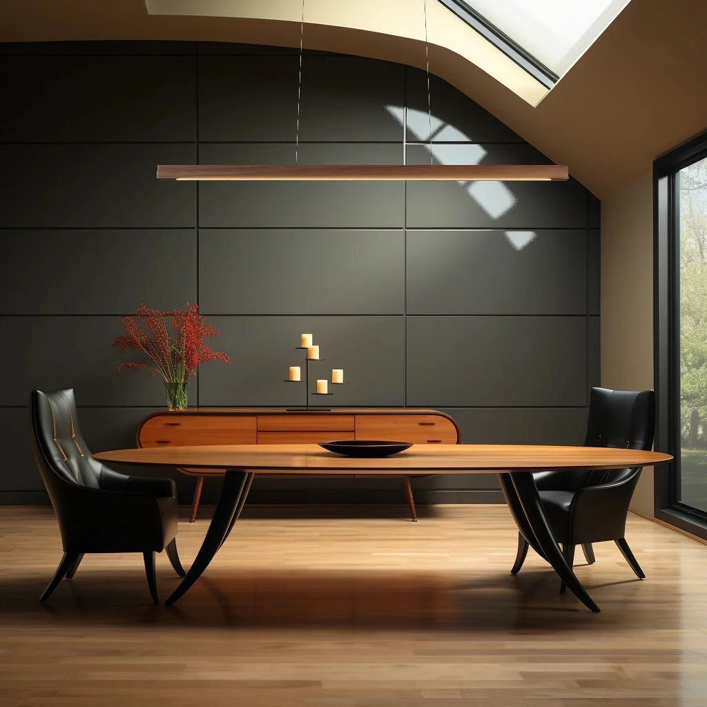 Linear Wood Pendant with Angular Corners