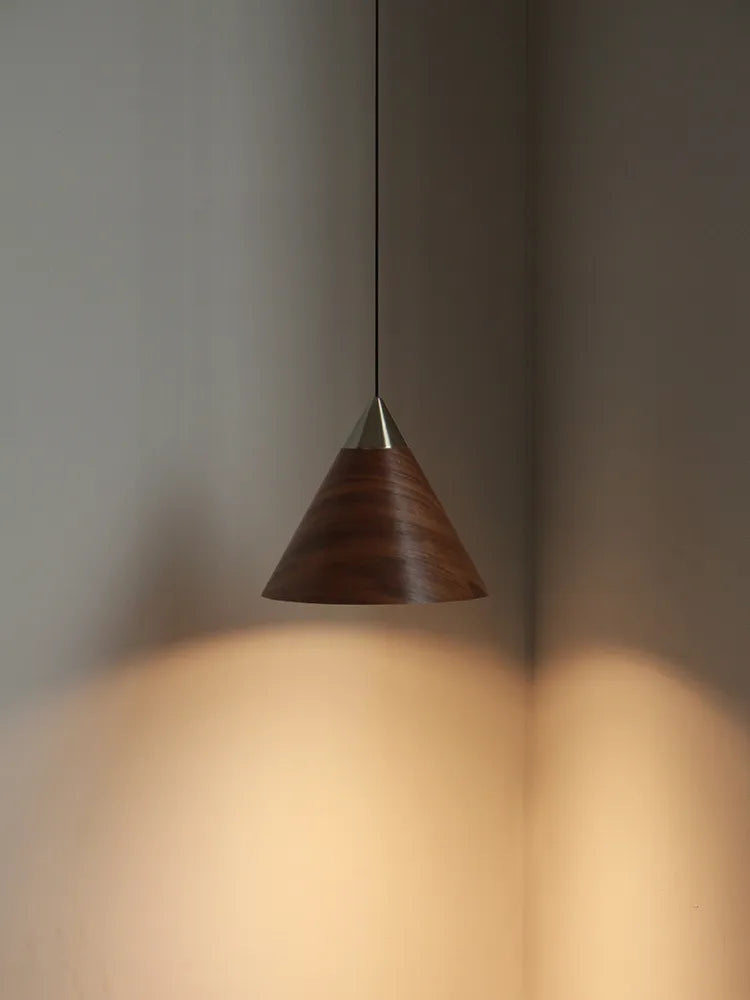 Conical Wood Pendant Light Adjustable Cable