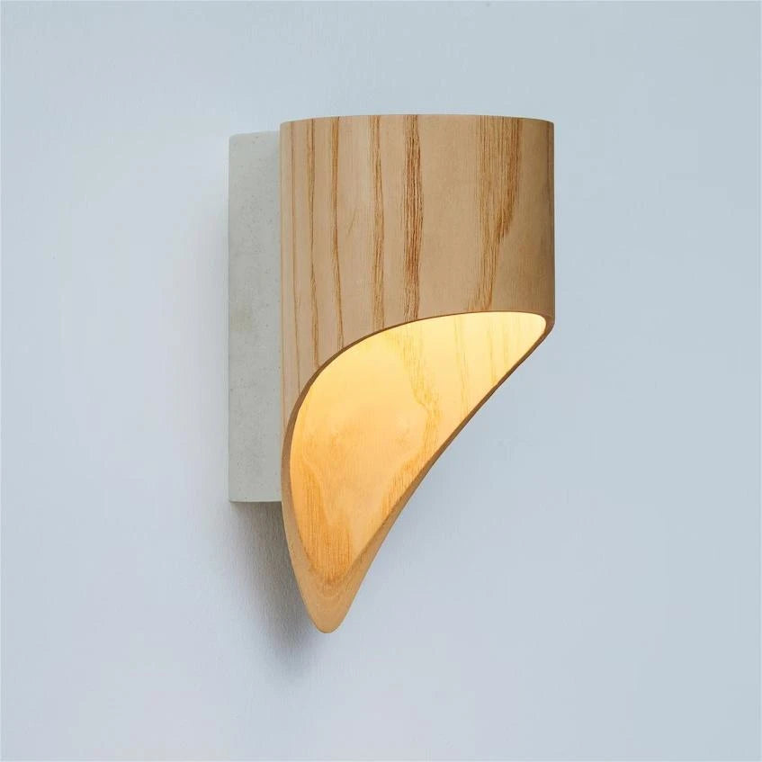 Quarter-Circle Wood Wall Light