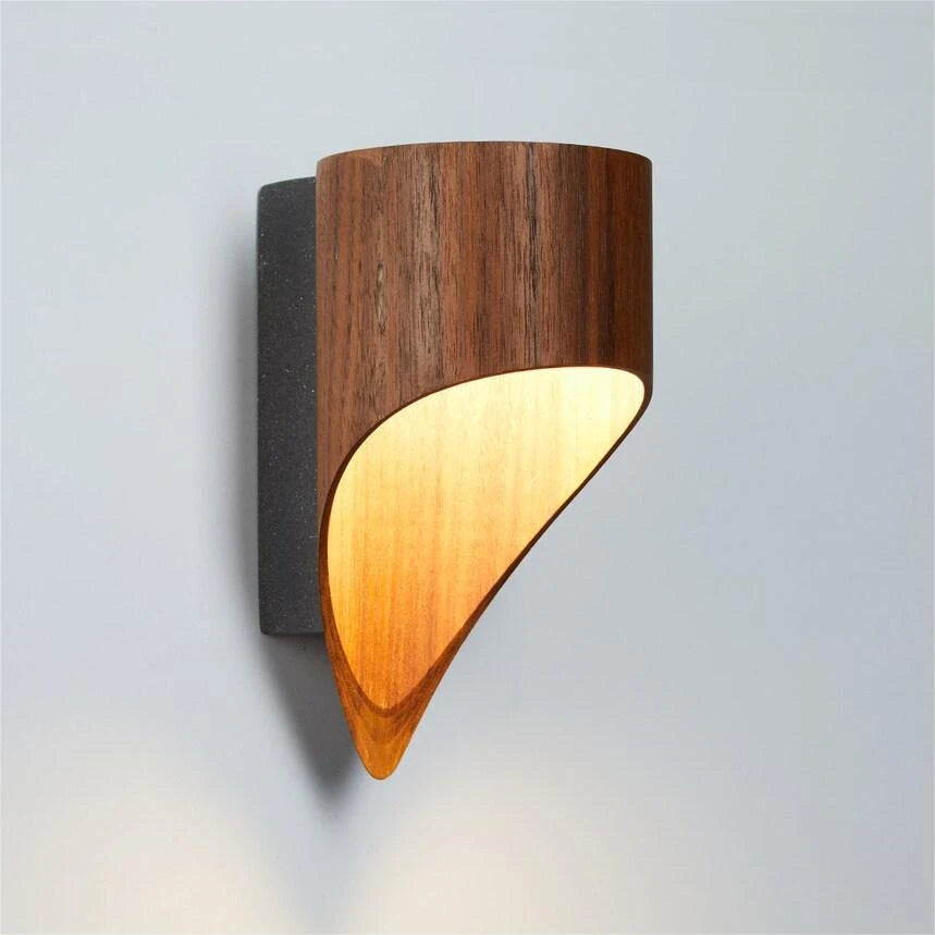 Quarter-Circle Wood Wall Light