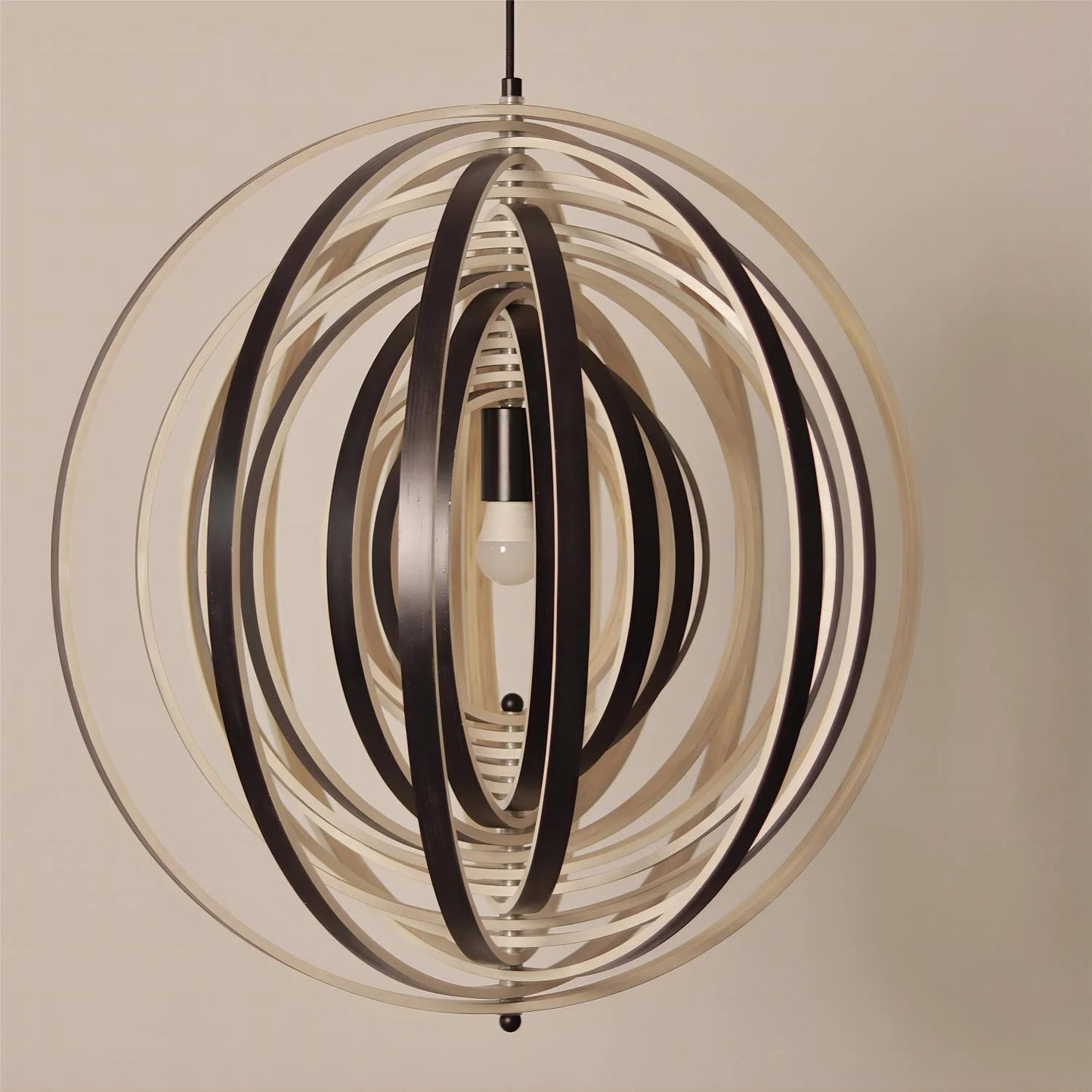 Rotatable Transformable Circular Wooden Pendant Lamp