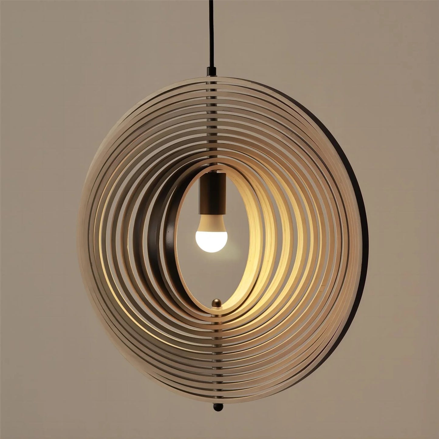 Rotatable Transformable Circular Wooden Pendant Lamp