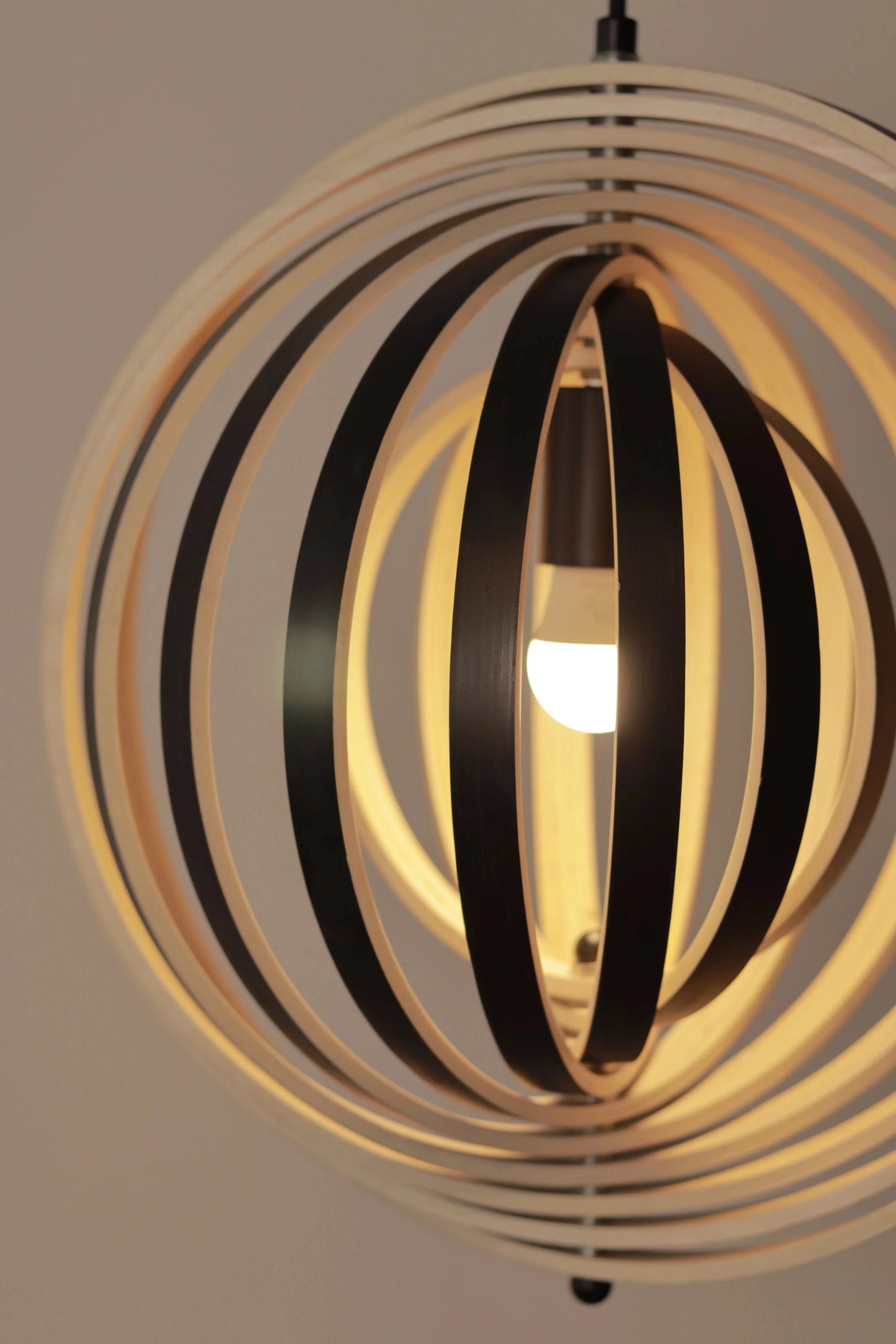 Rotatable Transformable Circular Wooden Pendant Lamp