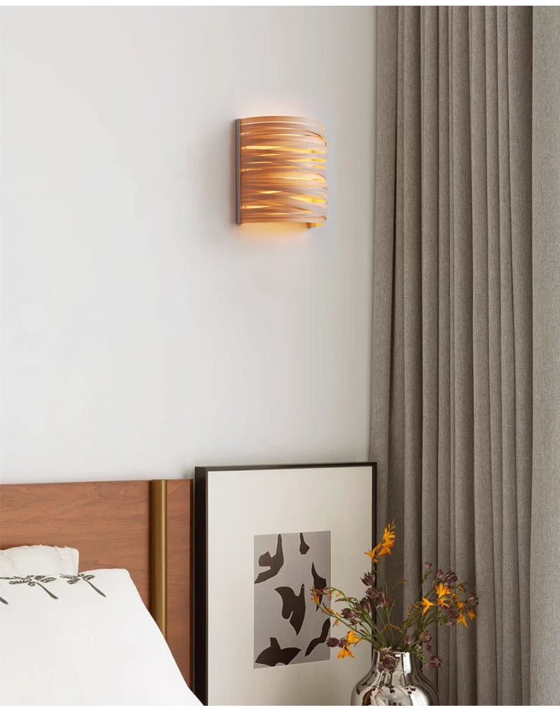 Wood Veneer Wall Lamp Arc Stripes