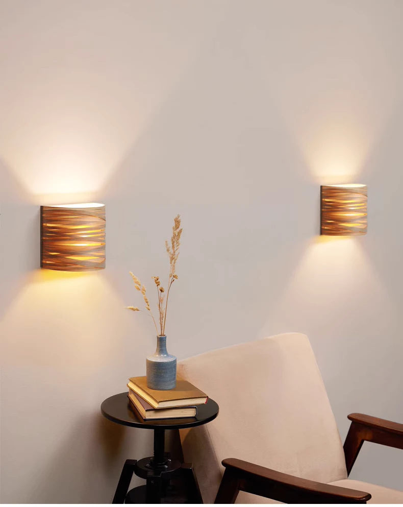 Wood Veneer Wall Lamp Arc Stripes