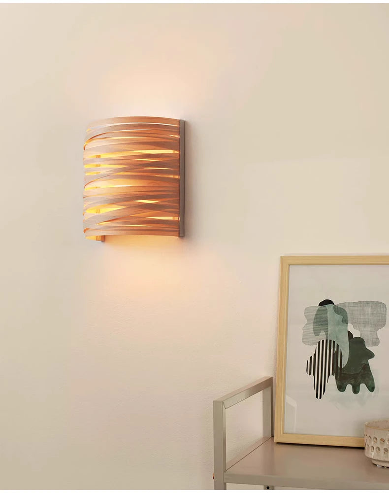 Wood Veneer Wall Lamp Arc Stripes