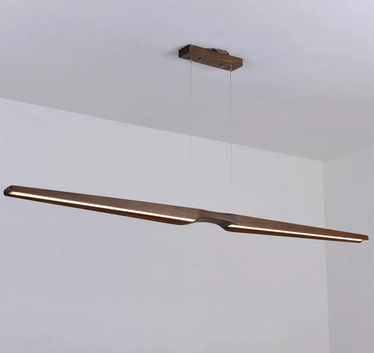 Sleek Linear Wood Pendant