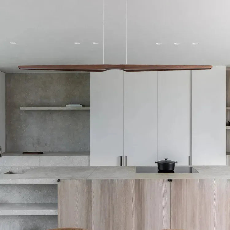 Sleek Linear Wood Pendant