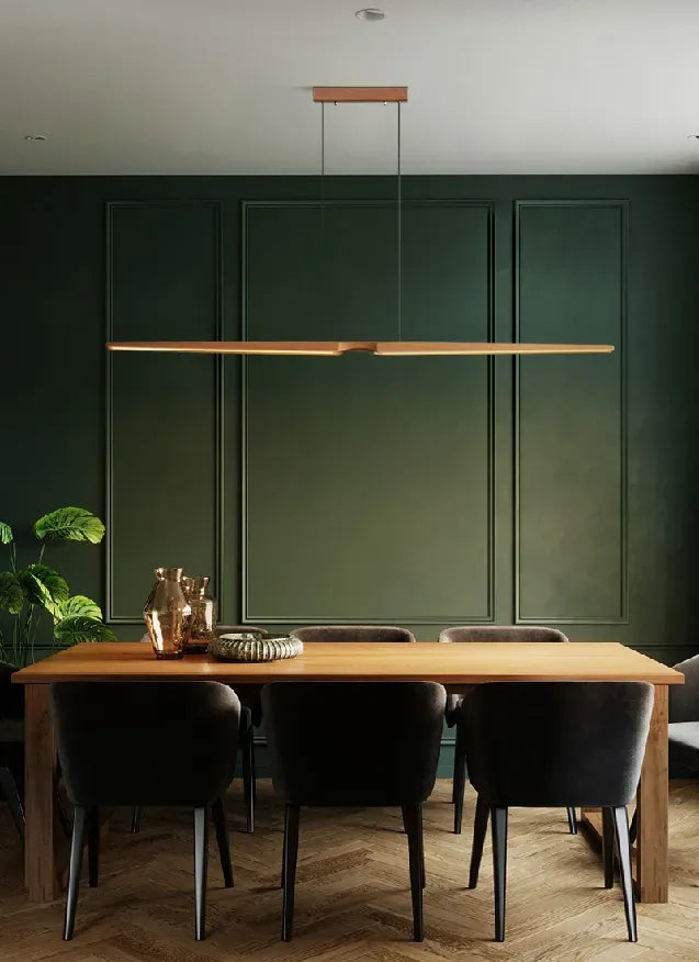 Sleek Linear Wood Pendant