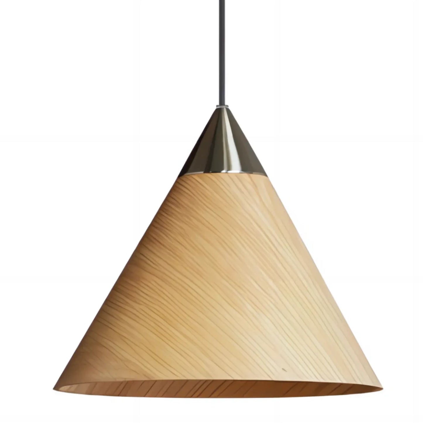 Conical Wood Pendant Light Adjustable Cable